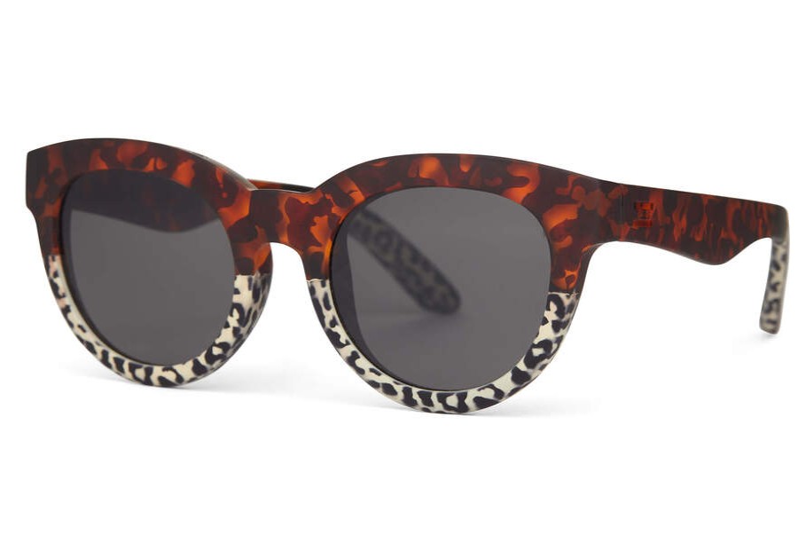 TOMS Sunglasses | Traveler Florentin Matte Blonde Tort Cheetah Frame And Dark Grey Lens Sunglass | Toms