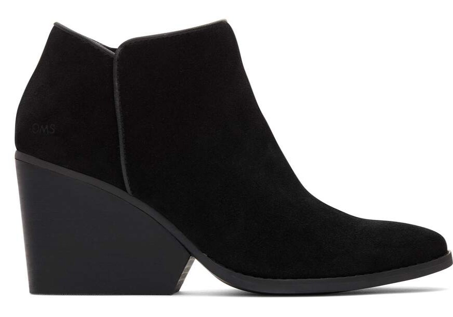 TOMS Exclusives | Womens Hadley Black Suede Heeled Boots | Toms