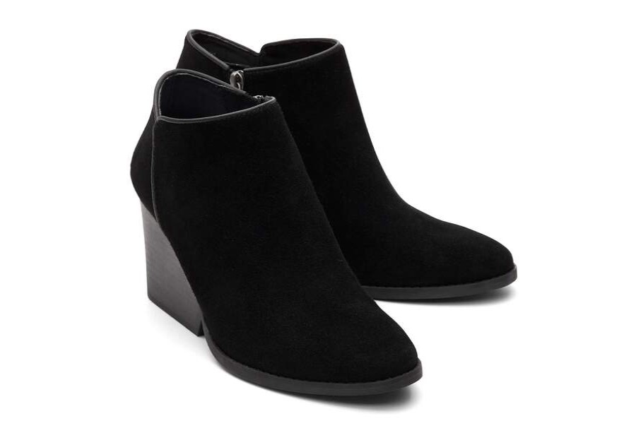 TOMS Exclusives | Womens Hadley Black Suede Heeled Boots | Toms