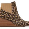 TOMS Sale | Sadie Boot Natural Leopard Suede Wedge Heel Ortholite | Toms