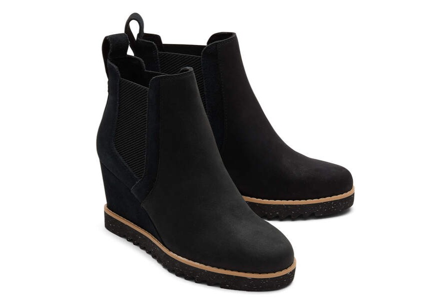 TOMS Boots & Booties | Women'S Black Maddie Leather Suede Boot | Toms