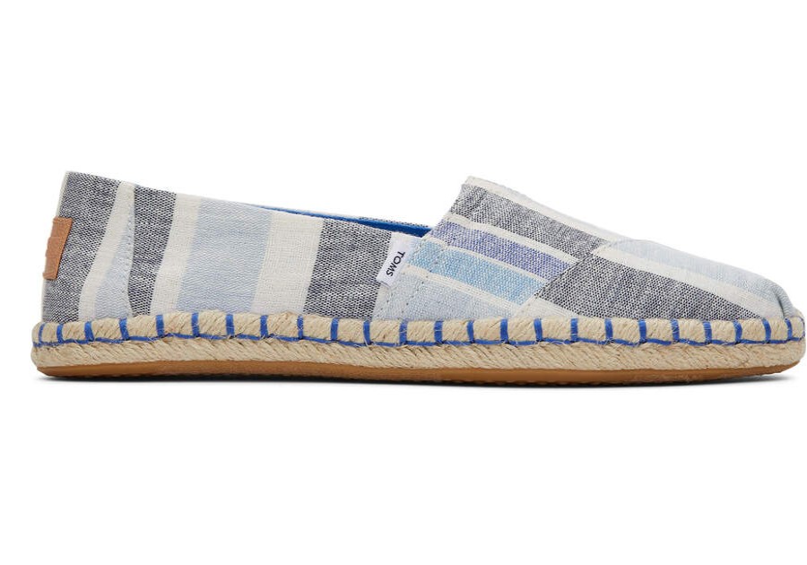 TOMS Exclusives | Women'S Blue Alpargata Wide Stripes Rope Espadrille Slip On | Toms