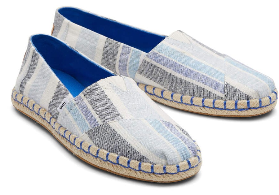 TOMS Exclusives | Women'S Blue Alpargata Wide Stripes Rope Espadrille Slip On | Toms