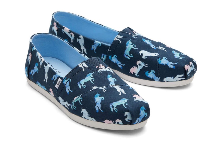 TOMS Exclusives | Women'S Blue Watercolor Ombre Unicorns Alpargatas | Toms