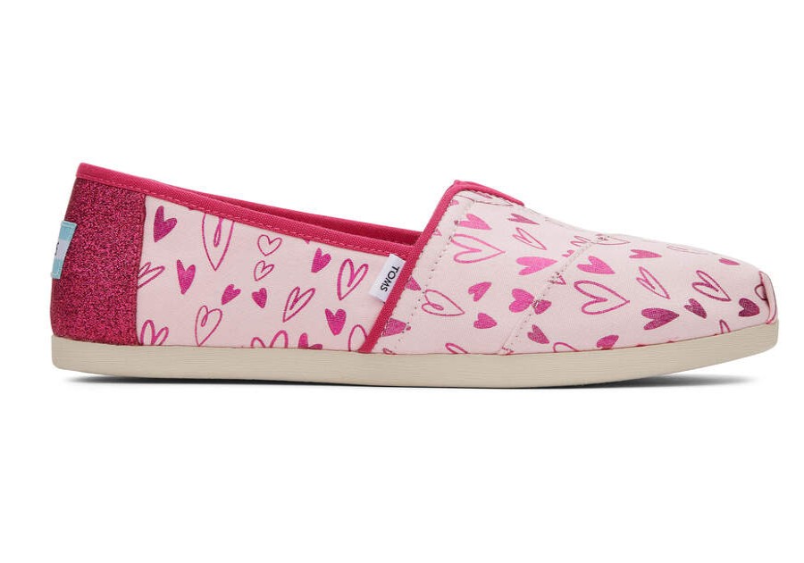 TOMS Exclusives | Women'S Pink Pastel Alpargata Foil Hearts Espadrille Slip-On | Toms