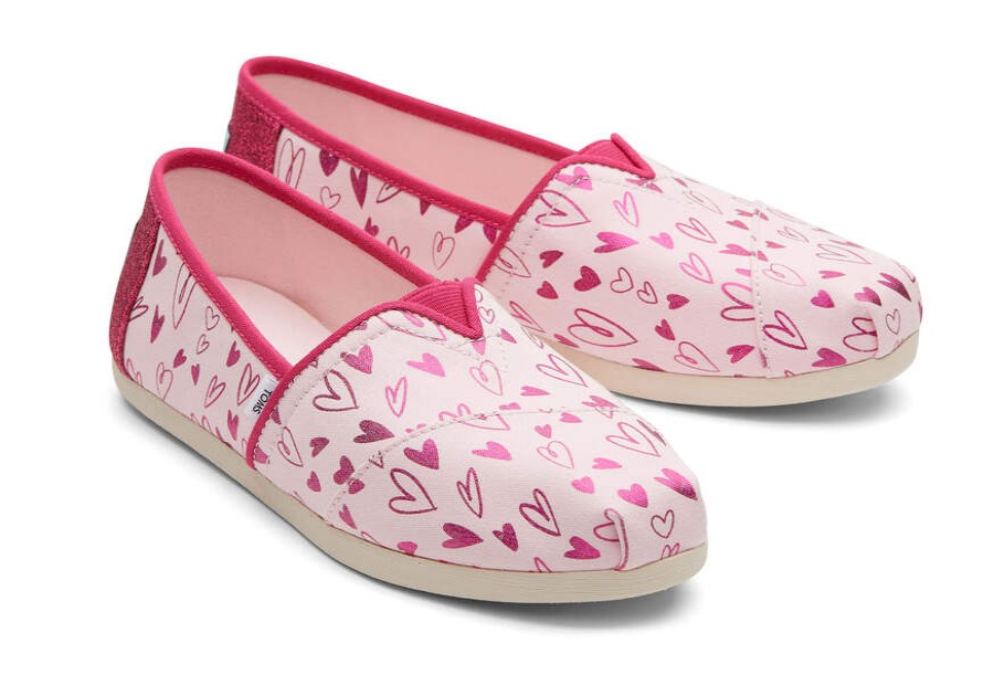 TOMS Exclusives | Women'S Pink Pastel Alpargata Foil Hearts Espadrille Slip-On | Toms