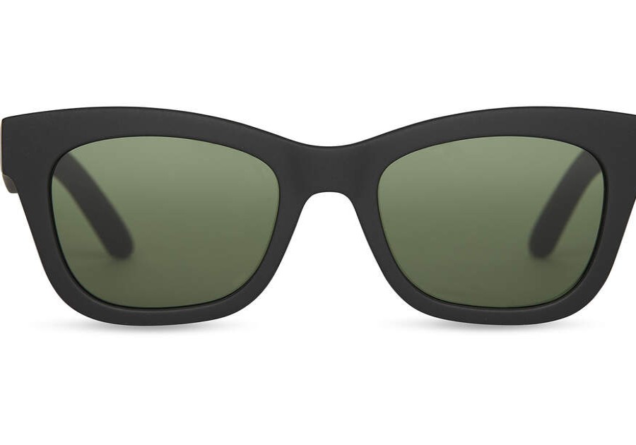 TOMS Sunglasses | Traveler Paloma Matte Black Bottle Green Lens | Toms