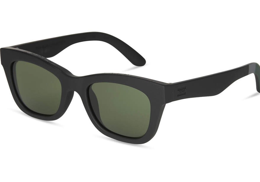 TOMS Sunglasses | Traveler Paloma Matte Black Bottle Green Lens | Toms