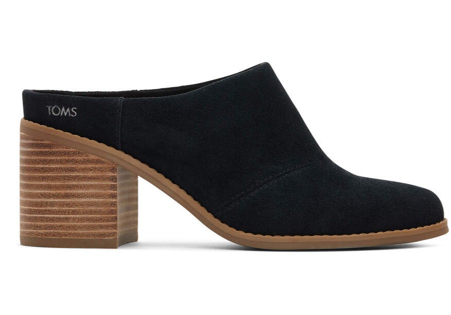 TOMS Boots & Booties | Women'S Black Suede Evelyn Mule Boots | Toms