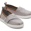 TOMS Earthwise | Baby Grey Recycled Cotton Canvas Alpargata Hook And Loop Strap Slip On Shoe | Toms