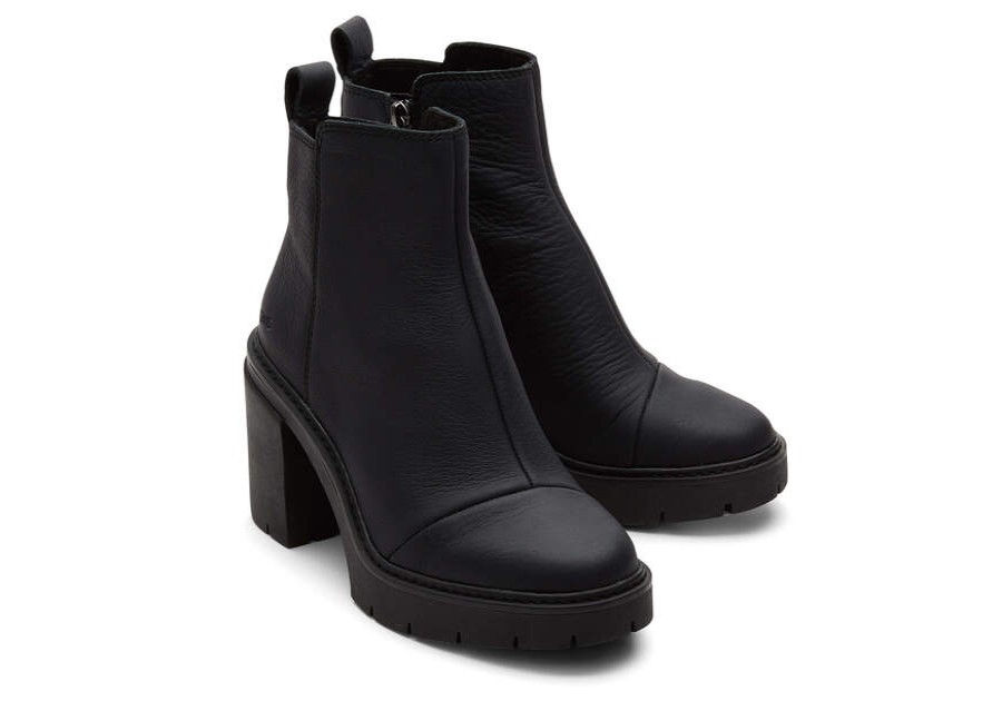 TOMS Boots & Booties | Women'S Black Leather Rya Boots | Toms