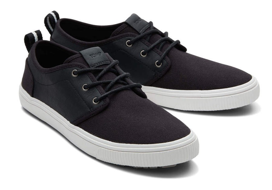 TOMS Winter Essentials | Men'S Black Canvas Leather Carlo Terrain Sneakers | Toms