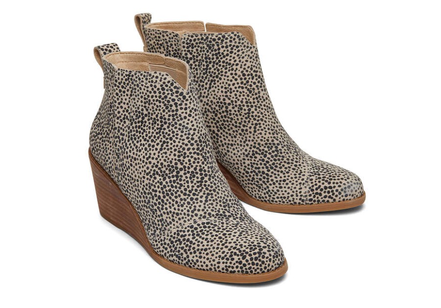 TOMS Boots & Booties | Women'S Natural Mini Cheetah Suede Clare Boots | Toms