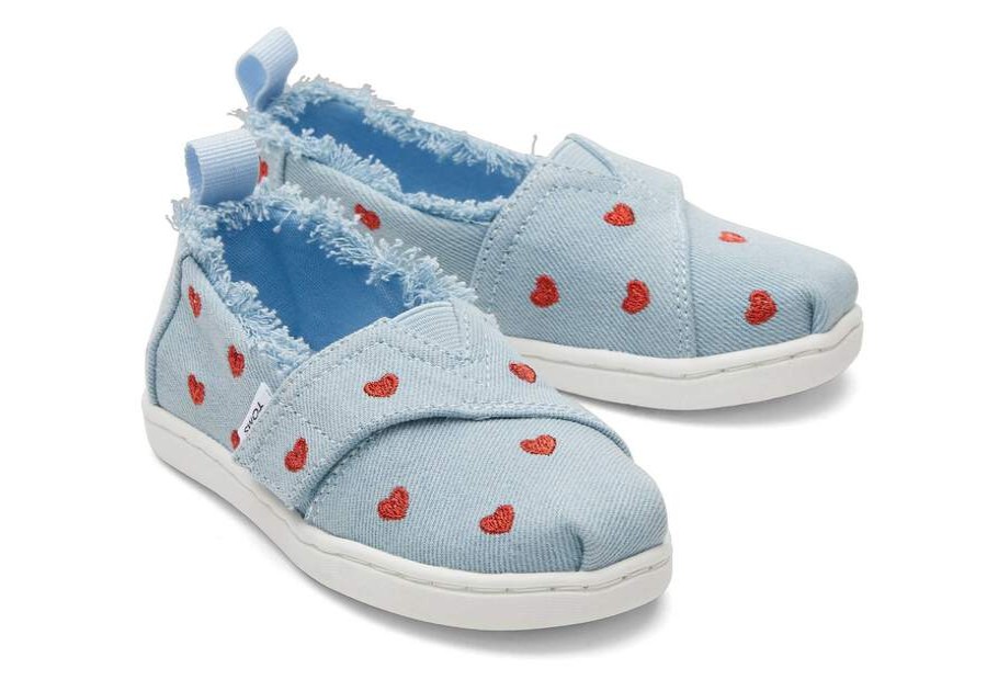 TOMS Prints & Patterns | Tiny Alpargata Denim Hearts Toddler Shoe | Toms