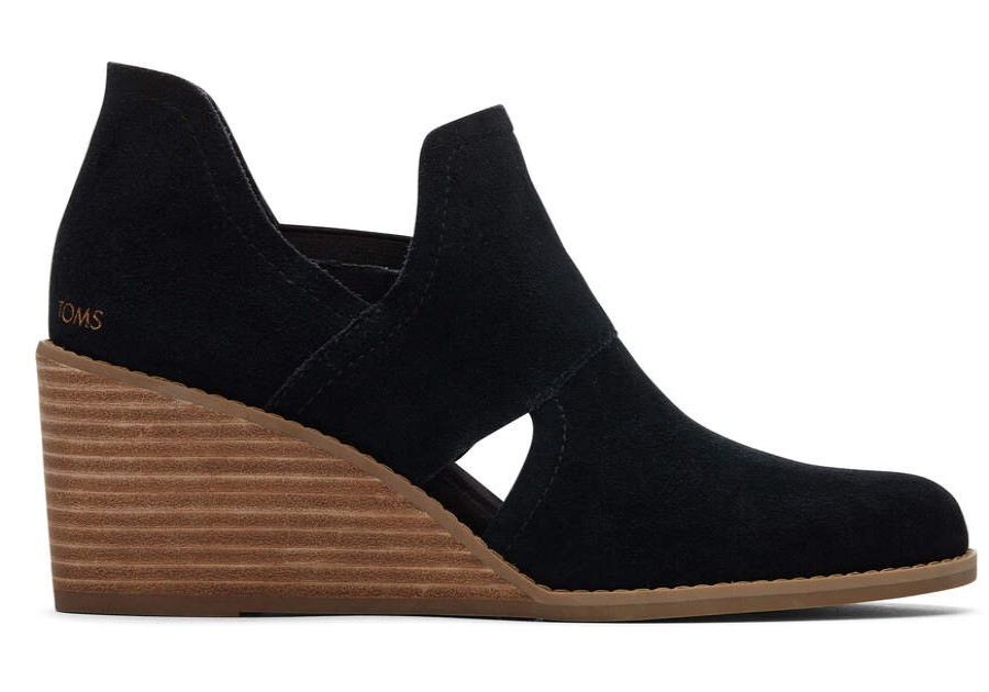 TOMS Exclusives | Women'S Black Kallie Cutout Suede Wedge Bootie | Toms