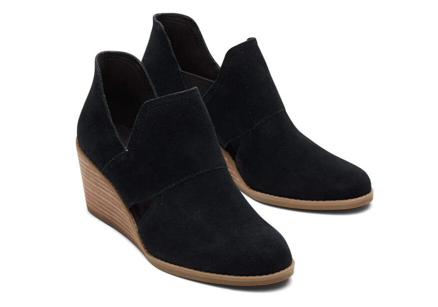 TOMS Exclusives | Women'S Black Kallie Cutout Suede Wedge Bootie | Toms