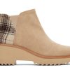 TOMS Exclusives | Women'S Natural Plaid Oatmeal Suede Maude Boots | Toms