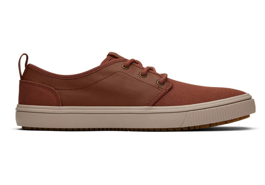 TOMS Winter Essentials | Men'S Brown Canvas Leather Carlo Terrain Sneakers | Toms