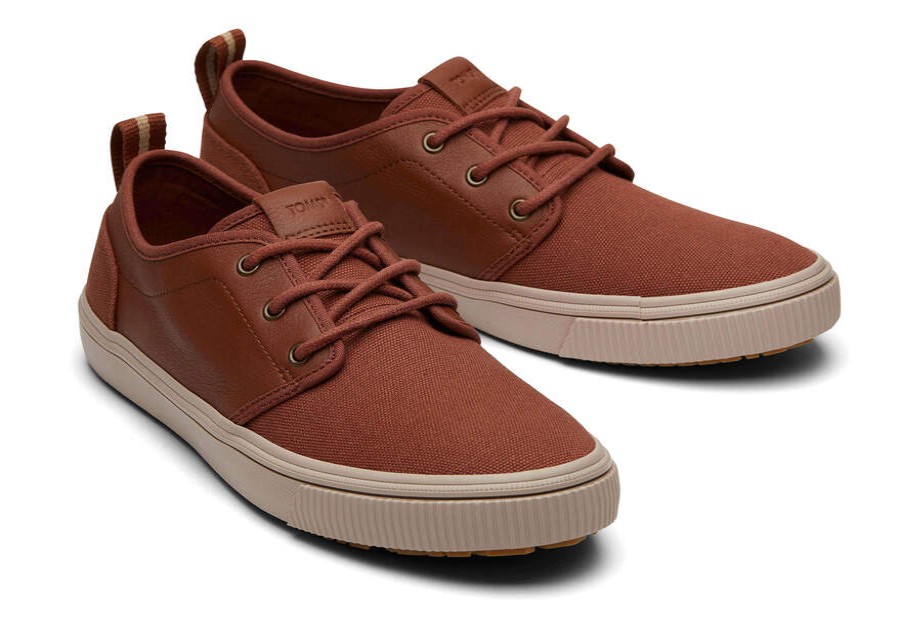 TOMS Winter Essentials | Men'S Brown Canvas Leather Carlo Terrain Sneakers | Toms