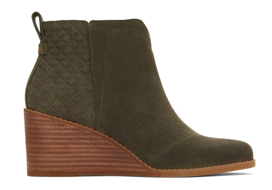 TOMS Boots & Booties | Women'S Green Suede Embossed Waffle Clare Boots | Toms