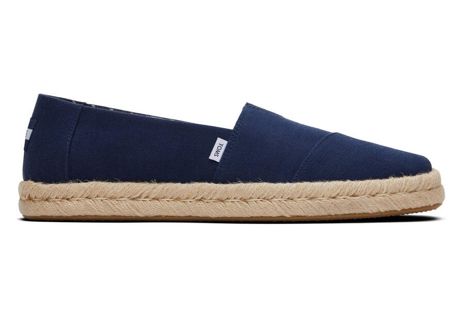 TOMS Special Occasions | Mens Alpargata Rope Navy Recycled Cotton Slubby Woven Espadrille | Toms