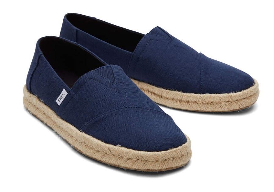 TOMS Special Occasions | Mens Alpargata Rope Navy Recycled Cotton Slubby Woven Espadrille | Toms