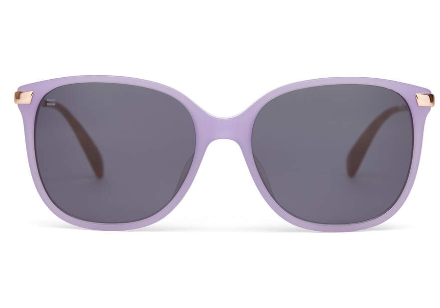 TOMS Sunglasses | Sandela 201 Matte Lavender Crystal Frame And Rose Gold-Dark Grey Lens Sunglass | Toms