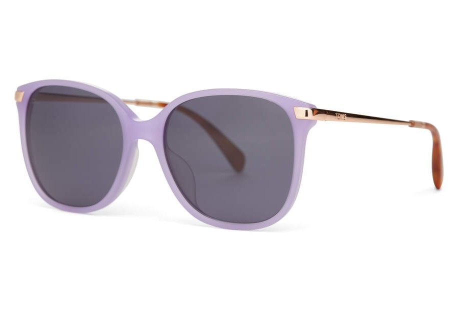 TOMS Sunglasses | Sandela 201 Matte Lavender Crystal Frame And Rose Gold-Dark Grey Lens Sunglass | Toms