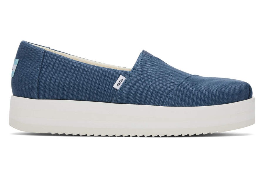 TOMS Alpargatas | Women'S Navy Alpargata Midform Espadrille Slip On | Toms