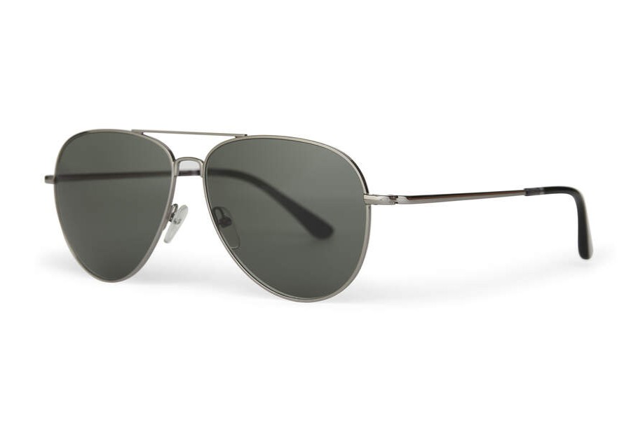 TOMS Sunglasses | Hudson Shiny Gunmetal Frame Green Grey Lens | Toms