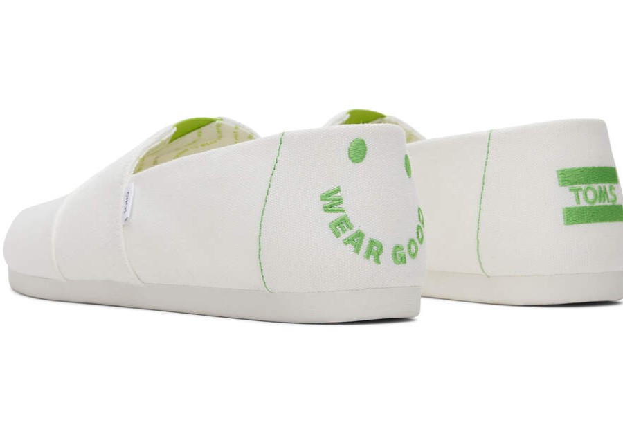 TOMS Prints & Patterns | Men'S White Recycled Cotton Canvas Wear Good Embroidery Alpargatas | Toms