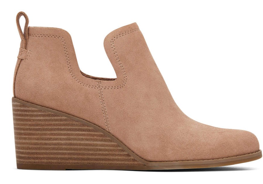 TOMS Boots & Booties | Women'S Brown Kallie Wedge Suede Bootie | Toms