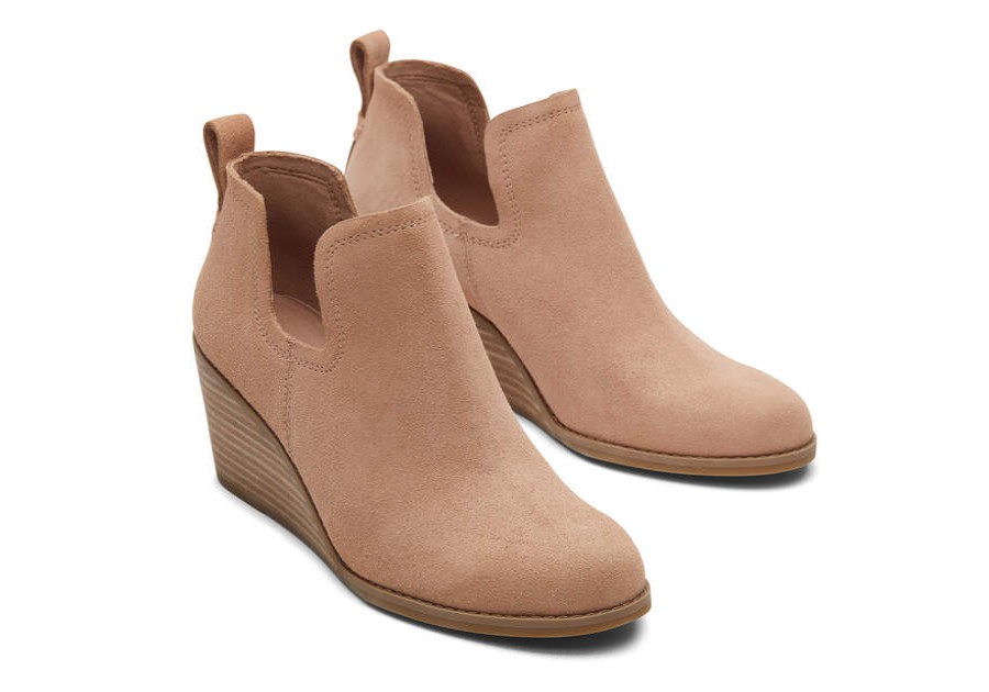 TOMS Boots & Booties | Women'S Brown Kallie Wedge Suede Bootie | Toms