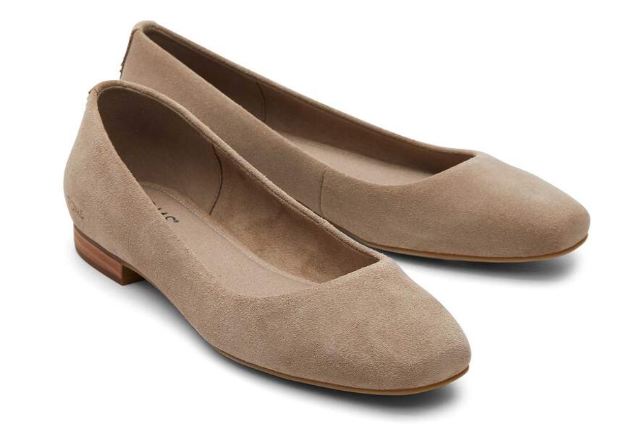 TOMS Dress Casual | Womens Briella Taupe Suede Flat | Toms