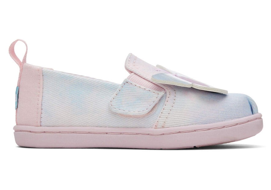 TOMS Prints & Patterns | Tiny Pastel Pink Tie Dye Twill/Butterfly Alpargata Twin Gore | Toms