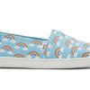 TOMS Prints & Patterns | Youth'S Blue Glow In The Dark Rainbows Alpargatas | Toms