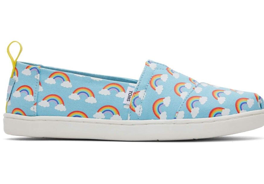 TOMS Prints & Patterns | Youth'S Blue Glow In The Dark Rainbows Alpargatas | Toms