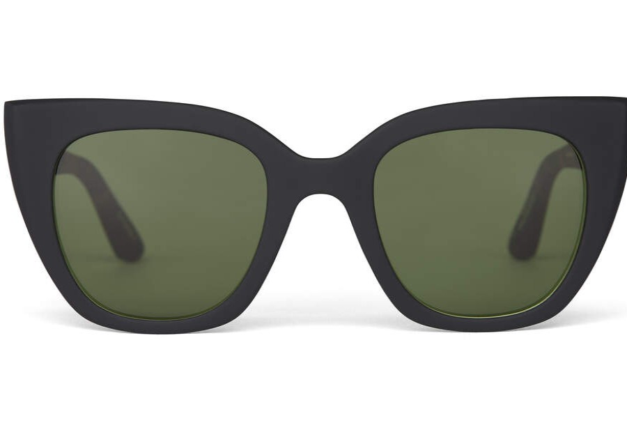 TOMS New Arrivals | Traveler Collection Sydney Matte Black Tortoise Frame Bottle Green Polarized Lens | Toms