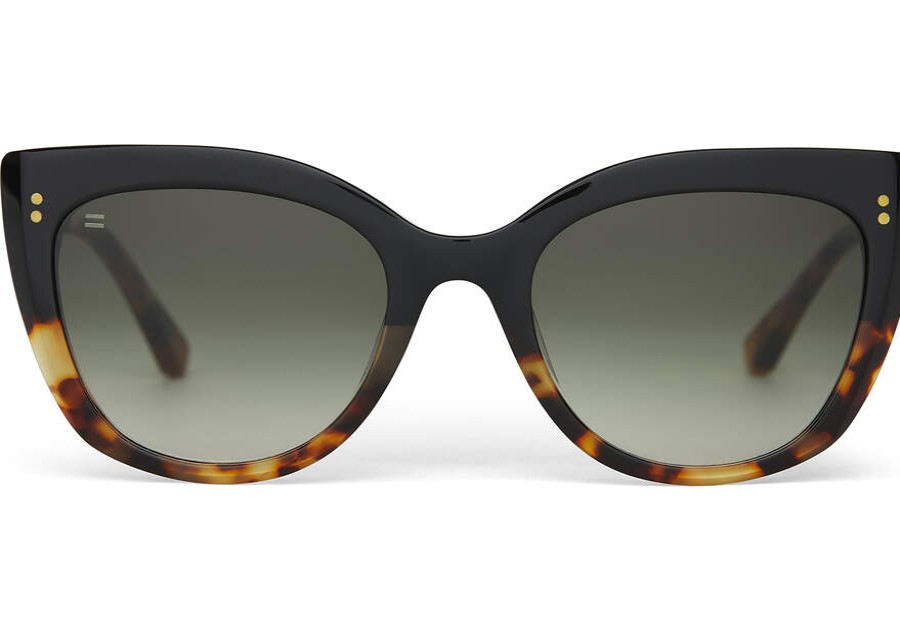 TOMS Sunglasses | Sophia Black Tortoise Fade Gold Frame Deep Oliver Gradient Lens | Toms