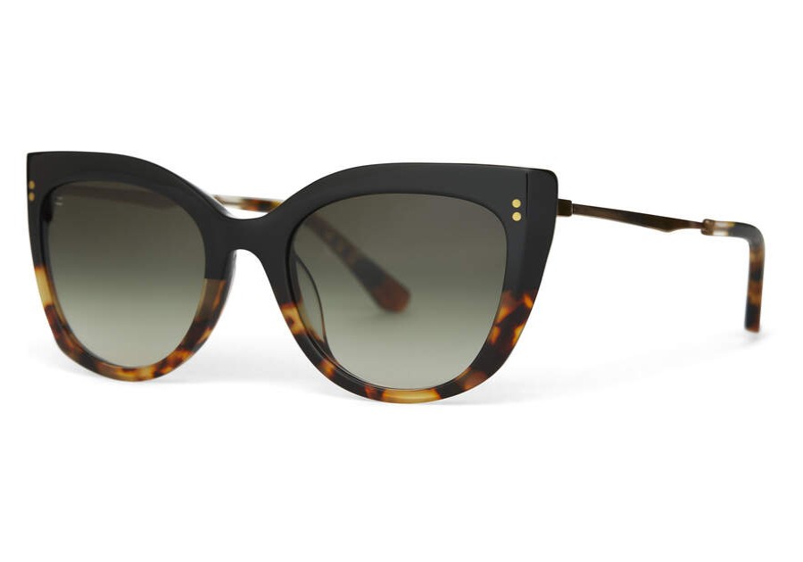 TOMS Sunglasses | Sophia Black Tortoise Fade Gold Frame Deep Oliver Gradient Lens | Toms