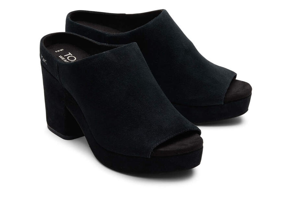 TOMS Dress Casual | Women'S Black Suede Florence Heel | Toms