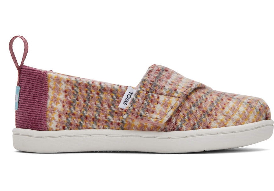 TOMS Prints & Patterns | Tiny'S Pink Plaid Tweed Cord Alpargatas | Toms