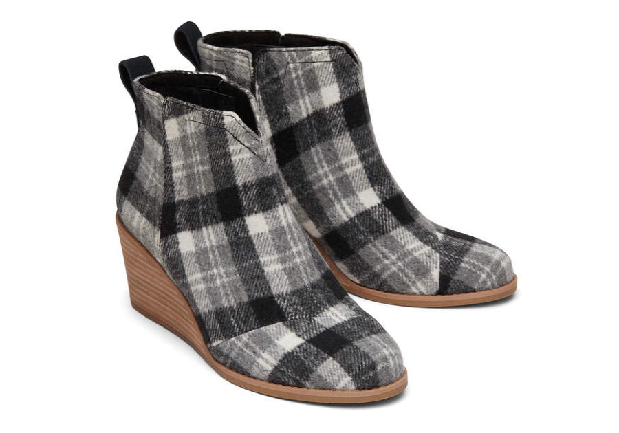 TOMS Exclusives | Women'S Grey Plaid Clare Boots | Toms