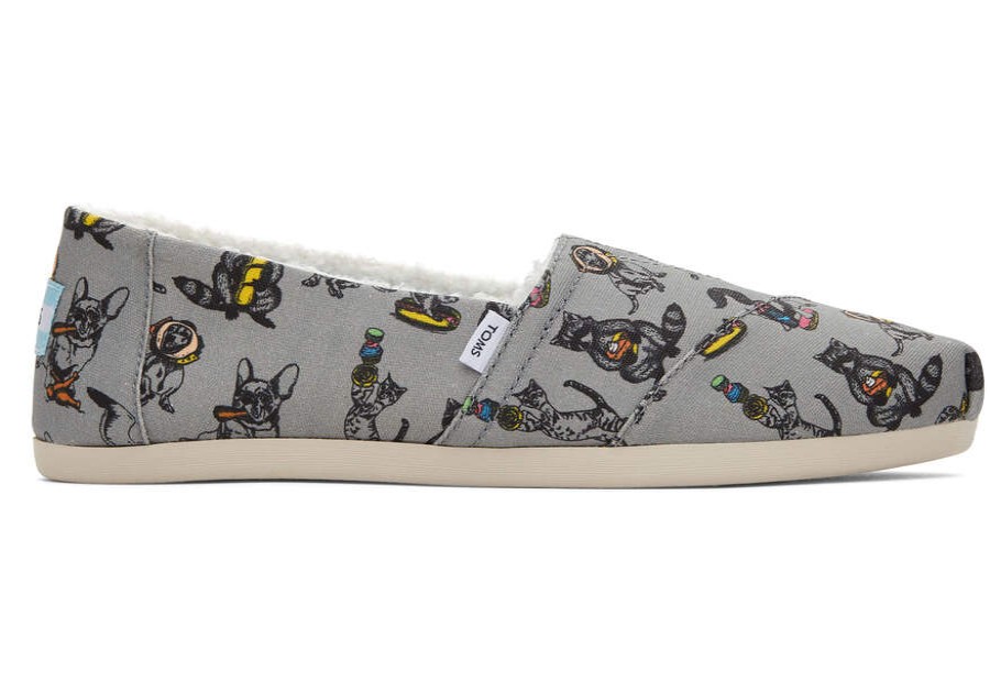 TOMS Exclusives | Women'S Grey Party Animals Print Faux Shearling Alpargatas | Toms