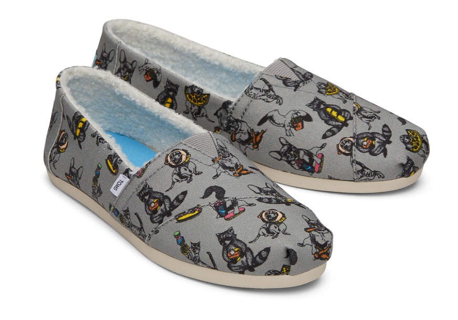 TOMS Exclusives | Women'S Grey Party Animals Print Faux Shearling Alpargatas | Toms