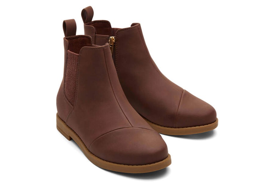 TOMS Matching Styles | Youth'S Brown Nubuck Pu Charlie Boots | Toms