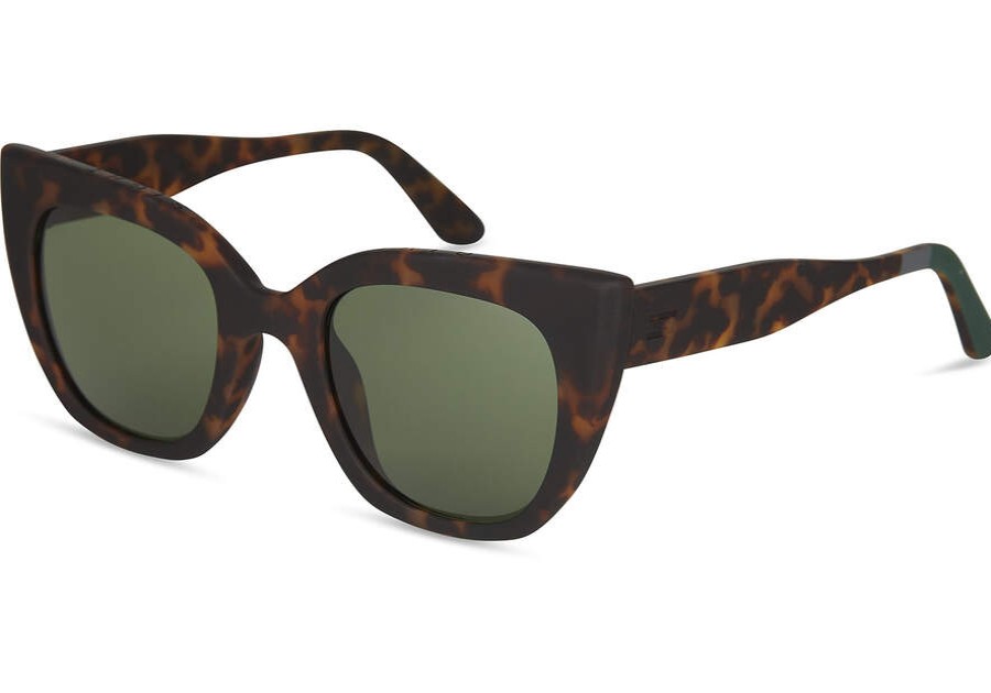 TOMS Sunglasses | Traveler Sydney Matte Blonde Tortoise Bottle Green Lens | Toms