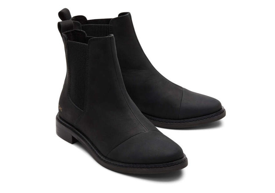 TOMS Boots & Booties | Women'S Black Charlie Leather Boot | Toms