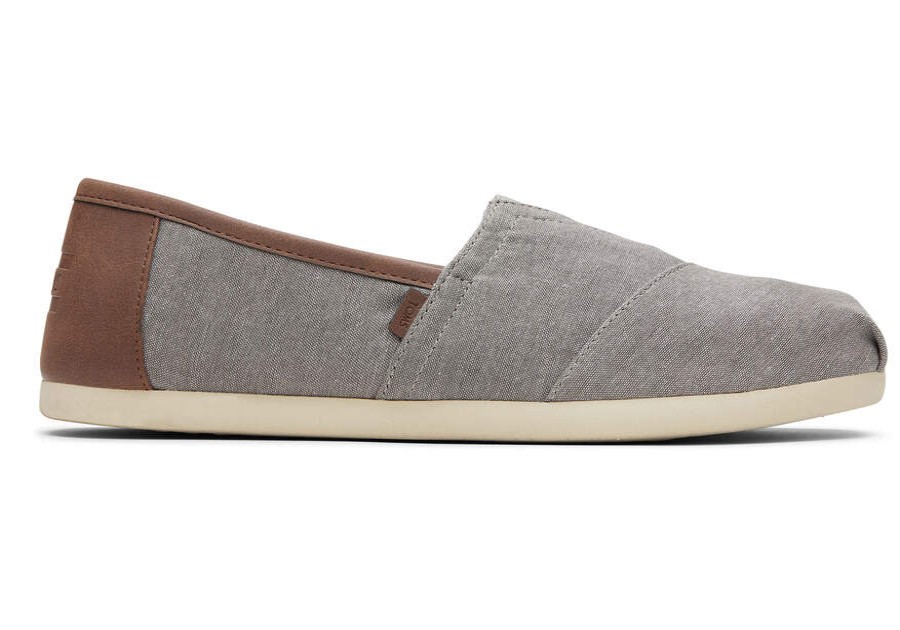 TOMS Prints & Patterns | Frost Grey Chambray Mens Classic Cloudbound Alpargatas | Toms