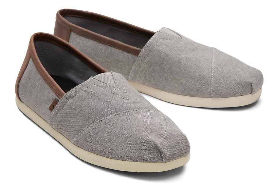 TOMS Prints & Patterns | Frost Grey Chambray Mens Classic Cloudbound Alpargatas | Toms